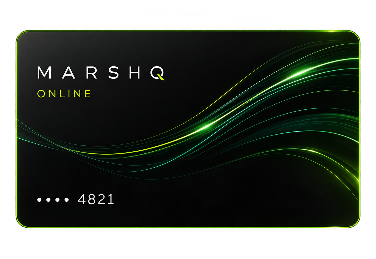 Чёрная виртуальная карта MARSHQ Online с лаймовыми линиями